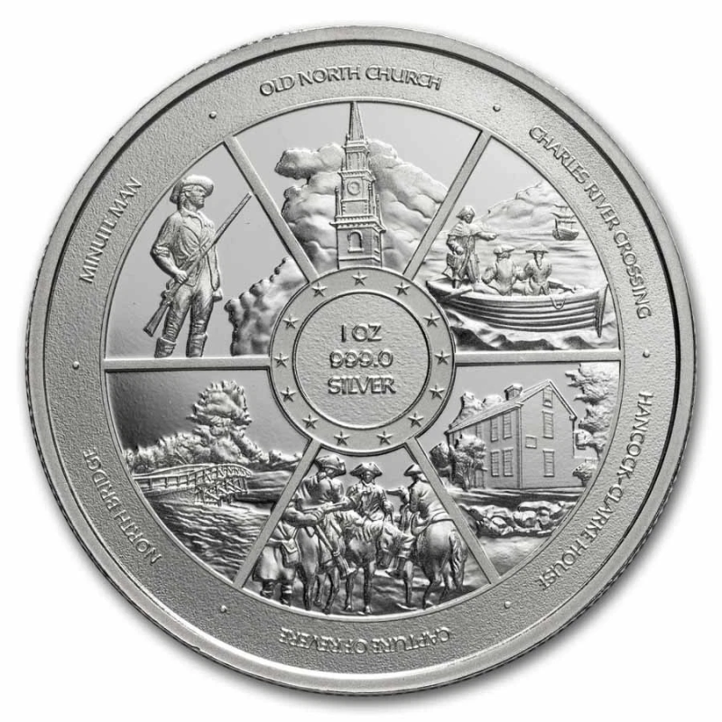APMEX 1 OZ SILVER ROUND - 250TH ANNIVERSARY OF PAUL REVERE'S RIDE-PRE