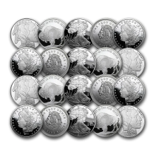 APMEX 1 OZ SILVER ROUND - SECONDARY MARKET - LOT OF 20 ROUNDS .999 SILVER RANDOM BRAND
