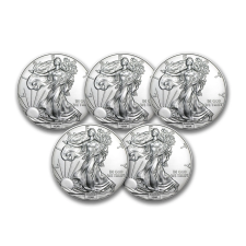 APMEX 1 OZ AMERICAN SILVER EAGLE BU (RANDOM YEAR) - LOT OF 5