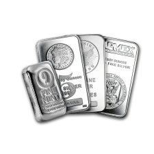 APMEX 5 OZ SILVER BAR - SECONDARY MARKET BRAND VARIES .999 FINE SILVER