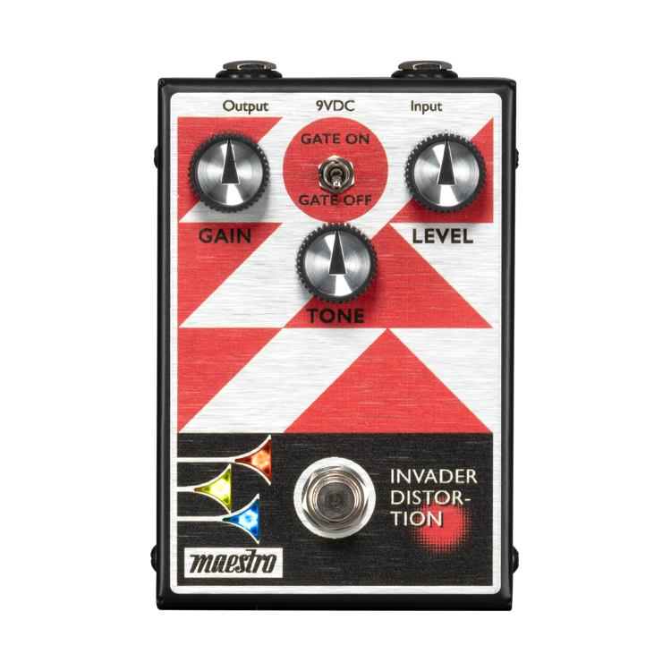 GIBSON MAESTRO INVADER DISTORTION EFFECTS PEDAL ALL-ANALOG DISTORTION PEDAL WITH ONBOARD NOISE GATE WITH INTERNAL TRIM POTENTIOMETER TO ADJUST GATE THRESHOLD