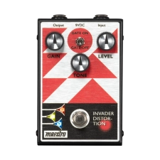 GIBSON MAESTRO INVADER DISTORTION EFFECTS PEDAL ALL-ANALOG DISTORTION PEDAL WITH ONBOARD NOISE GATE WITH INTERNAL TRIM POTENTIOMETER TO ADJUST GATE THRESHOLD