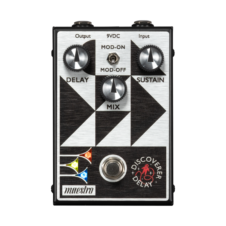 GIBSON MAESTRO DISCOVERER DELAY EFFECTS PEDAL ALL-ANALOG BUCKET BRIGADE DELAY CIRCUIT CAPABLE OF 20MS TO 600MS OF DELAY TIME WITH THREE CONTROLS AND TWO MODES