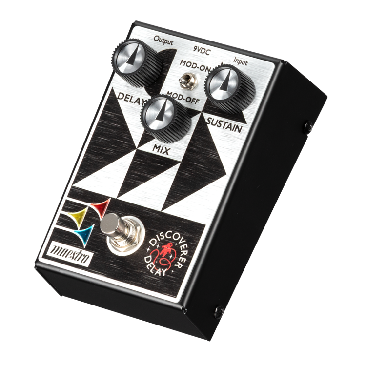 GIBSON MAESTRO DISCOVERER DELAY EFFECTS PEDAL ALL-ANALOG BUCKET BRIGADE DELAY CIRCUIT CAPABLE OF 20MS TO 600MS OF DELAY TIME WITH THREE CONTROLS AND TWO MODES