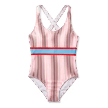 Smallable Olivia Backstrap Swimsuit, Striped | White From