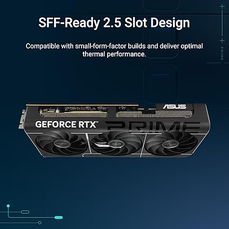 ASUS THE SFF-READY PRIME GEFORCE RTX 5080 OC EDITION 16GB GDDR7 GRAPHICS CARD, NVIDIA, (PCIE 5.0, HDMI/DP 2.1, 2.5-SLOT, AXIAL-TECH FANS, VAPOR CHAMBER, DUAL BIOS)PRIME- RTX5080|OC