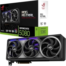 ASUS ROG ASTRAL NVIDIA GEFORCE RTX™ 5080 16GB GDDR7 OC EDITION GAMING GRAPHICS CARD (PCIE® 5.0, HDMI®/DP 2.1, 3.8-SLOT, 4-FAN DESIGN, AXIAL-TECH FANS, PATENTED VAPOR CHAMBER),SIZE: RTX5080|OC