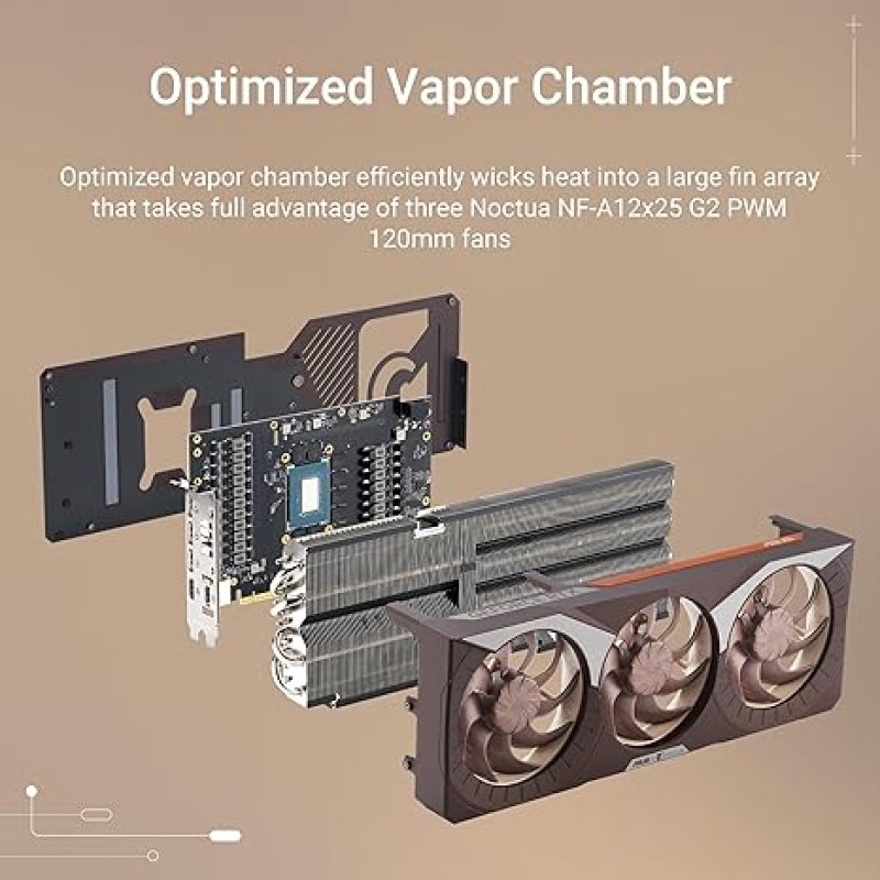 ASUS NVIDIA GEFORCE RTX™ 5080 NOCTUA 16GB GDDR7 OC EDITION GRAPHICS CARD, NVIDIA (THREE NF-A12X25 G2 PWM 120MM FANS, OPTIMIZED VAPOR CHAMBER, PHASE-CHANGE GPU THERMAL PAD, HDMI/DP 2.1)NOCTUA-- RTX5080|OC
