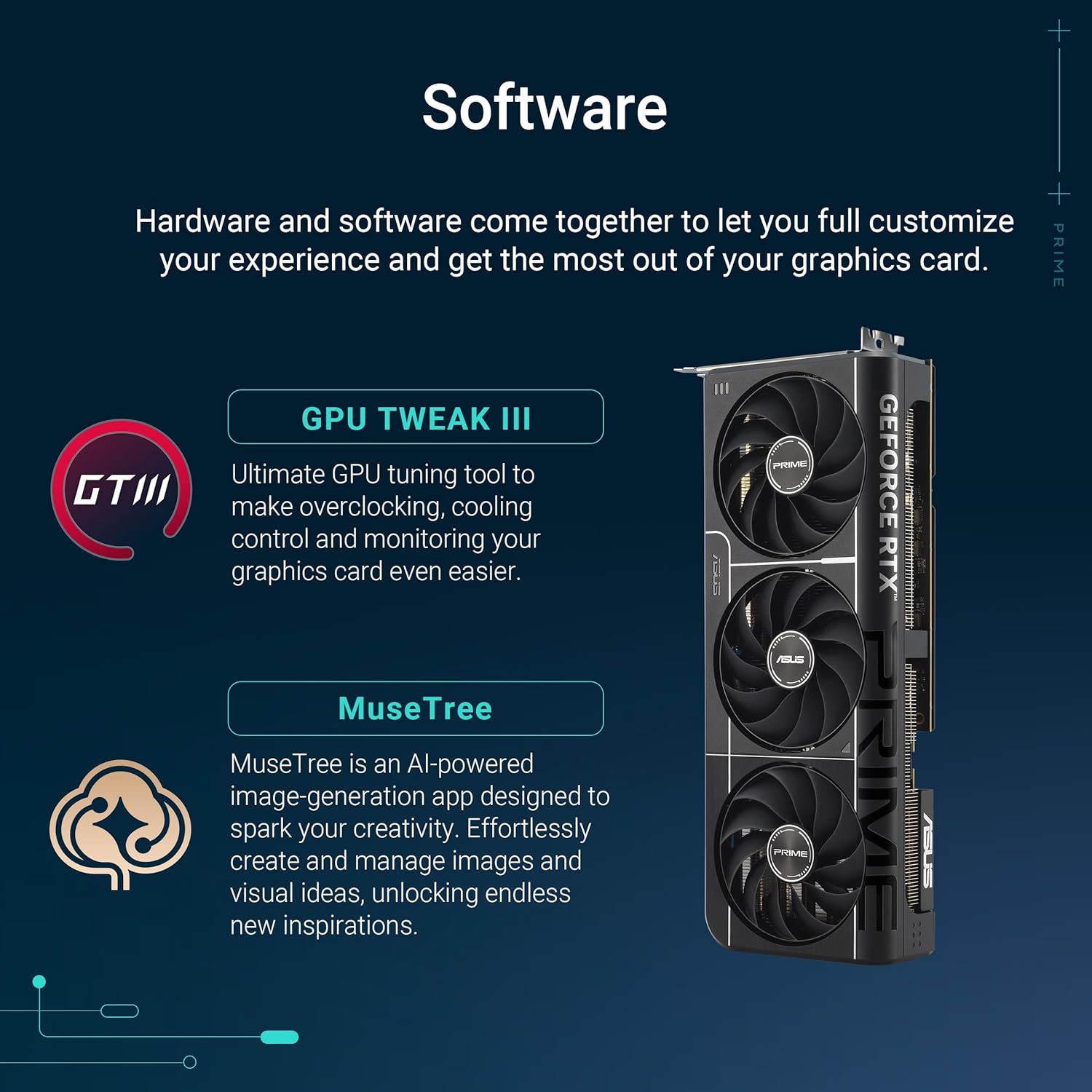 ASUS SFF-READY PRIME NVIDIA GEFORCE RTX™ 5080 16GB GDDR7 GRAPHICS CARD (PCIE® 5.0, 16GB GDDR7, HDMI®/DP 2.1, 2.5-SLOT, AXIAL-TECH FANS, VAPOR CHAMBER, DUAL BIOS)PRIME -RTX5080