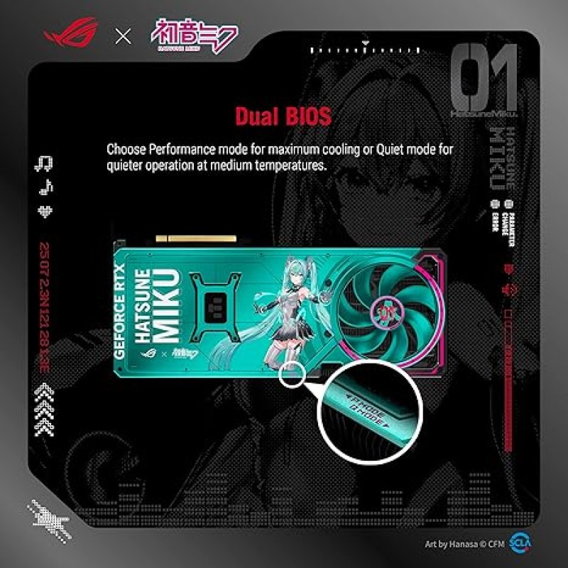 ASUS ROG ASTRAL NVIDIA GEFORCE RTX 5080 16GB GDDR7 OC HATSUNE MIKU EDITION GAMING GRAPHICS CARD (PCIE 5.0, HDMI®/DP 2.1, 3.8-SLOT, 4-FAN DESIGN, PATENTED VAPOR CHAMBER)- RTX5080|OC|-MIKU EDITION