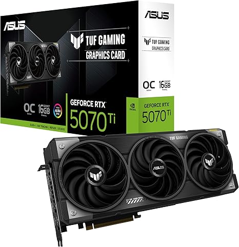 ASUS TUF GAMING NVIDIA GEFORCE RTX 5070 TI 16GB GDDR7 OC EDITION GRAPHICS CARD, (PCIE 5.0, HDMI/DP 2.1, 3.125-SLOT, MILITARY-GRADE COMPONENTS, PROTECTIVE PCB COATING)-TUF GAMING-RTX5070TI|OC