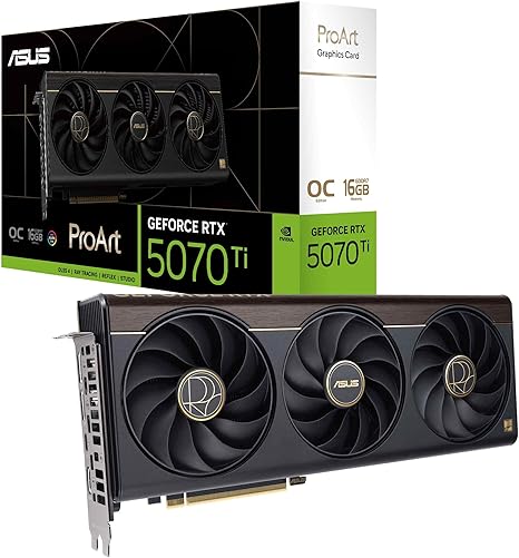 ASUS PROART NVIDIA GEFORCE RTX™ 5070 TI 16GB GDDR7 OC EDITION GRAPHICS CARD (PCIE® 5.0, USB TYPE-C®, HDMI®/DP 2.1, 2.5-SLOT, SFF READY, VAPOR CHAMBER, PHASE-CHANGE GPU THERMAL PAD)- PROART-RTX5070TI|OC