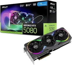 PNY NVIDIA GEFORCE RTX™ 5080 EPIC-X™ ARGB OC TRIPLE FAN, GRAPHICS CARD (16GB GDDR7, 256-BIT, BOOST SPEED: 2775 MHZ, PCIE® 5.0, HDMI®/DP 2.1, 2.99-SLOT, NVIDIA BLACKWELL ARCHITECTURE, DLSS 4)- TRIPLE FAN ARGB OC