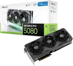 PNY NVIDIA GEFORCE RTX™ 5080 OC TRIPLE FAN, GRAPHICS CARD (16GB GDDR7, 256-BIT, BOOST SPEED: 2730 MHZ, PCIE® 5.0, HDMI®/DP 2.1, 2.99-SLOT, NVIDIA BLACKWELL ARCHITECTURE, DLSS 4)-TRIPLE FAN OC