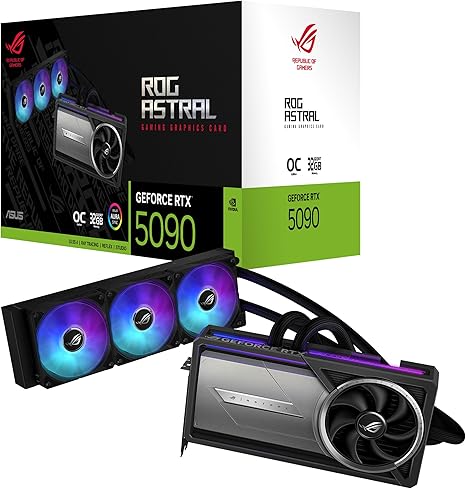 ASUS ROG ASTRAL LC GEFORCE RTX 5090 32GB GDDR7 OC EDITION, NVIDIA, GRAPHICS CARD, FOR DESKTOP PC, HDMI 2.1B/DISPLAYPORT 2.1B – 360MM AIO COOLER FOR OPTIMAL PERFORMANCE- ROG ASTRAL (BLACK)- RTX5090|OC|LC