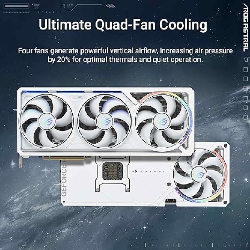 ASUS ROG ASTRAL NVIDIA GEFORCE RTX 5090 32GB GDDR7 WHITE OC EDITION GAMING GRAPHICS CARD (PCIE 5.0, HDMI/DP 2.1, 3.8-SLOT, 4-FAN DESIGN, AXIAL FANS, PATENTED VAPOR CHAMBER)-ROG ASTRAL (WHITE)- RTX5090|OC