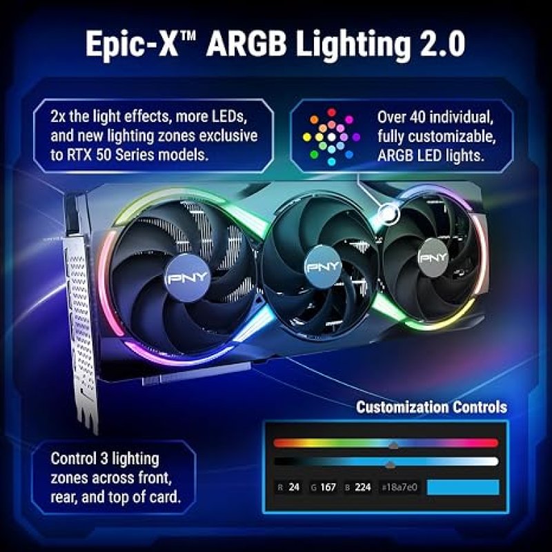 PNY NVIDIA GEFORCE RTX™ 5080 SLIM DUAL-FAN, DUAL-SLOT OC GRAPHICS CARD (16GB GDDR7, SFF-READY, 256-BIT, BOOST SPEED: 2730 MHZ, PCIE® 5.0, HDMI®/DP 2.1, NVIDIA BLACKWELL ARCHITECTURE, DLSS 4.5)-TRIPLE FAN ARGB OC