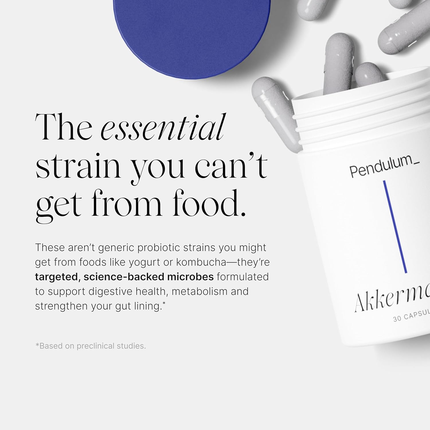 PENDULUM AKKERMANSIA PROBIOTIC WITH PREBIOTIC FIBER 100M AFU, DELAYED RELEASE, GUT HEALTH