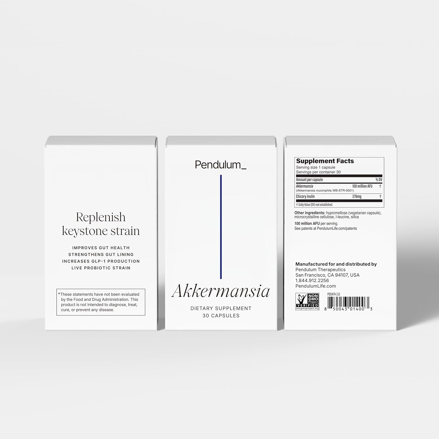 PENDULUM AKKERMANSIA PROBIOTIC WITH PREBIOTIC FIBER 100M AFU, DELAYED RELEASE, GUT HEALTH