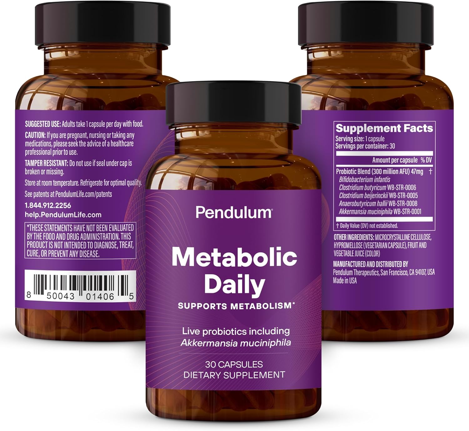 PENDULUM METABOLIC DAILY PROBIOTIC WITH AKKERMANSIA FOR METABOLISM ENERGY - 30 CAPSULES