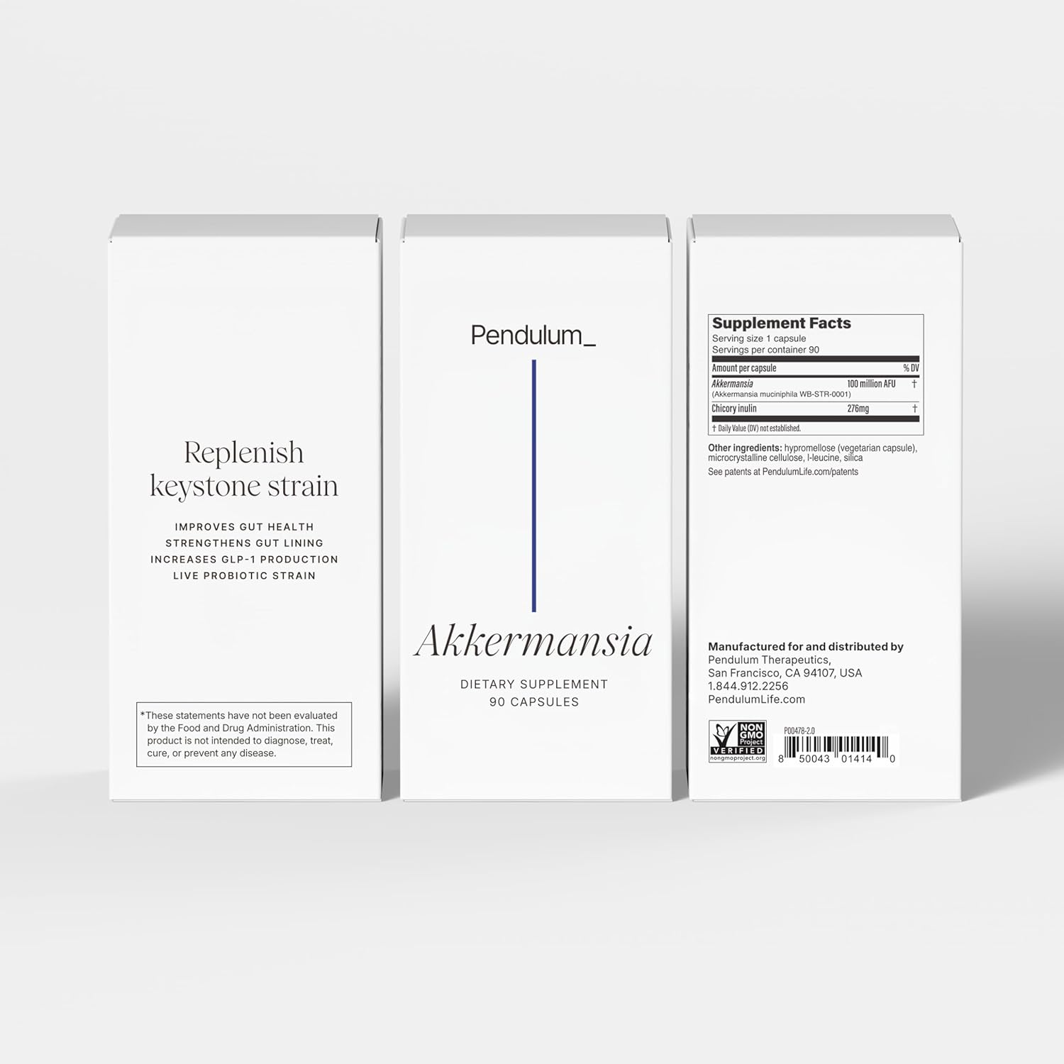PENDULUM AKKERMANSIA PROBIOTIC WITH PREBIOTIC FIBER 100M AFU DELAYED RELEASE CAPSULES, 90 COUNT