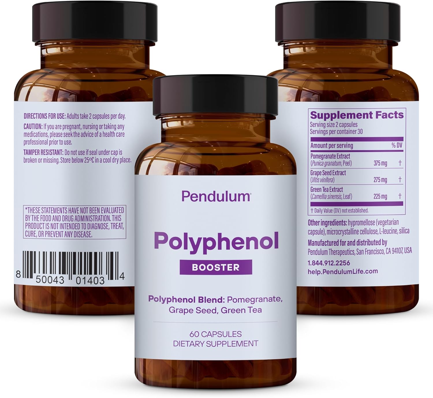 PENDULUM POLYPHENOL BOOSTER CAPSULES ANTIOXIDANT SUPERFOOD FOR GUT HEALTH IMMUNITY, 60 COUNT
