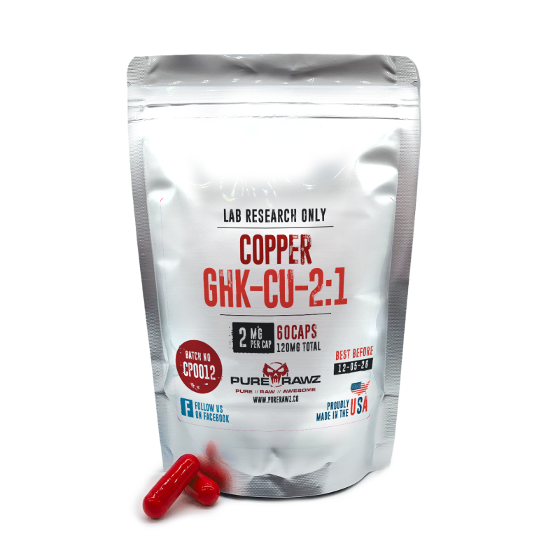 PURERAWZ COPPER PEPTIDE GHK-CU 2:1 CAPSULES 2MQ PER CAPSULE/60CT/120MQ