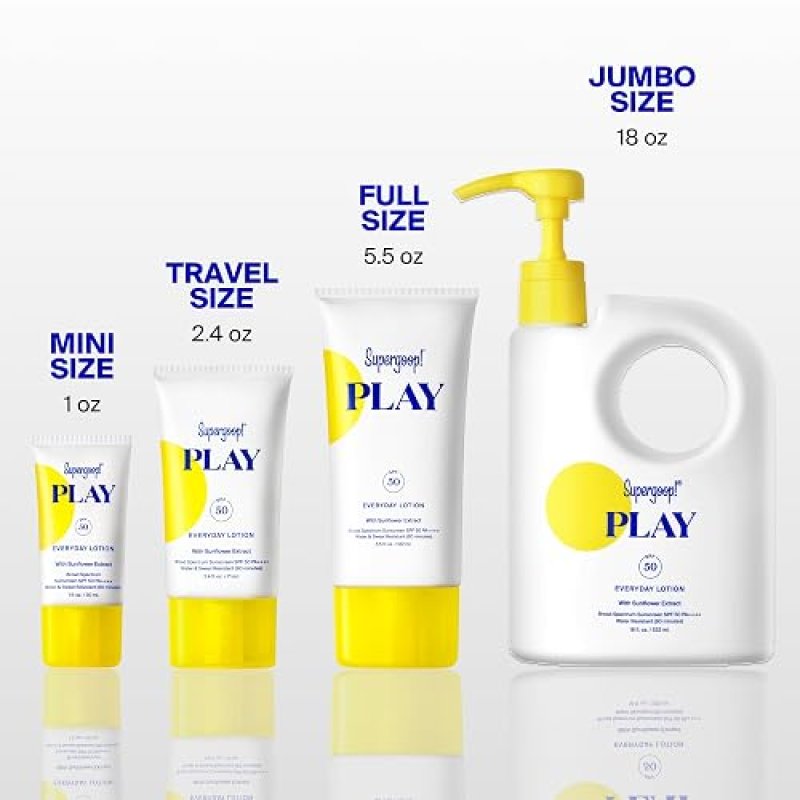 SUPERGOOP! PLAY EVERYDAY LOTION SPF 50 BROAD SPECTRUM SUNSCREEN FOR FACE BODY 18OZ