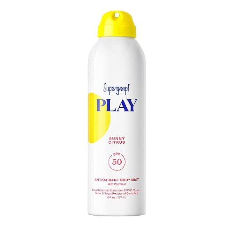 SUPERGOOP PLAY ANTIOXIDANT BODY MIST SPF 50 PA WITH VITAMIN C, SUNNY CITRUS, 6 FL OZ