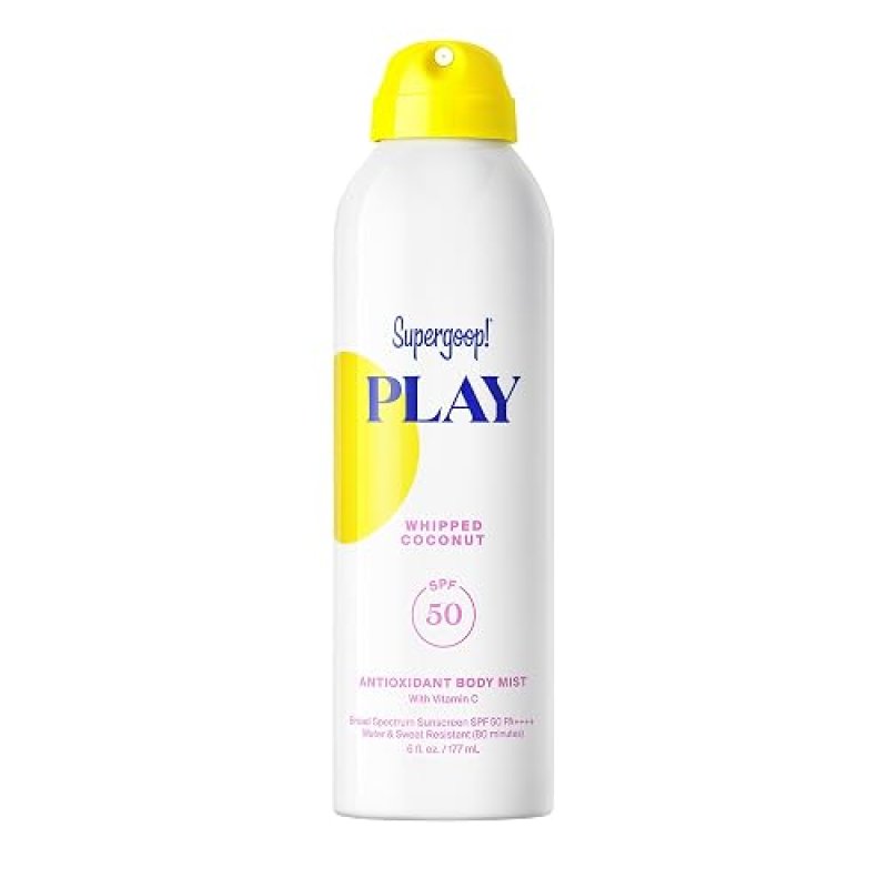 SUPERGOOP! PLAY ANTIOXIDANT BODY MIST SPF 50 PA WITH VITAMIN C, WHIPPED COCONUT, 6 OZ