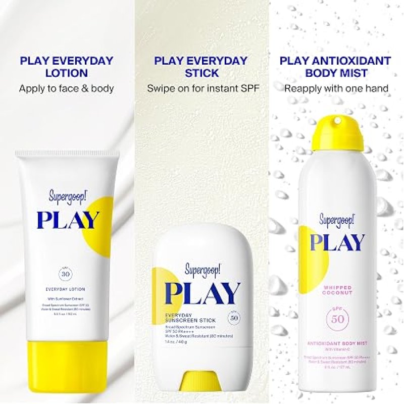 SUPERGOOP! PLAY ANTIOXIDANT BODY MIST SPF 50 PA WITH VITAMIN C, WHIPPED COCONUT, 6 OZ