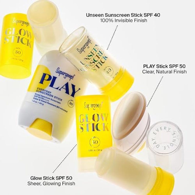 SUPERGOOP! GLOW STICK SPF 50 PA DRY OIL SUNSCREEN FOR FACE BODY HYDRATING, TRAVEL-FRIENDLY