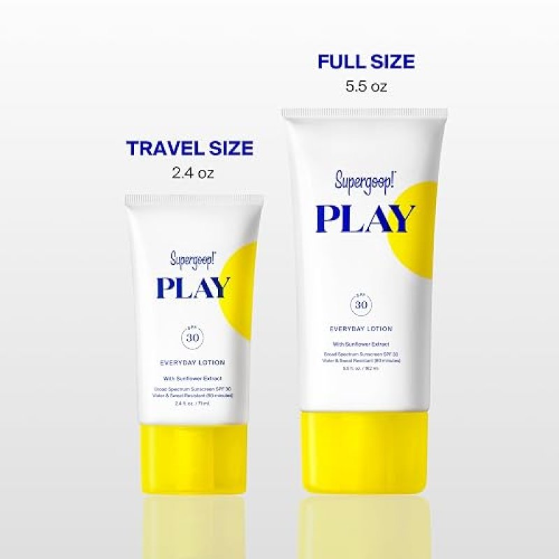 SUPERGOOP! PLAY EVERYDAY BROAD SPECTRUM SUNSCREEN LOTION FOR FACE BODY WATER RESISTANT