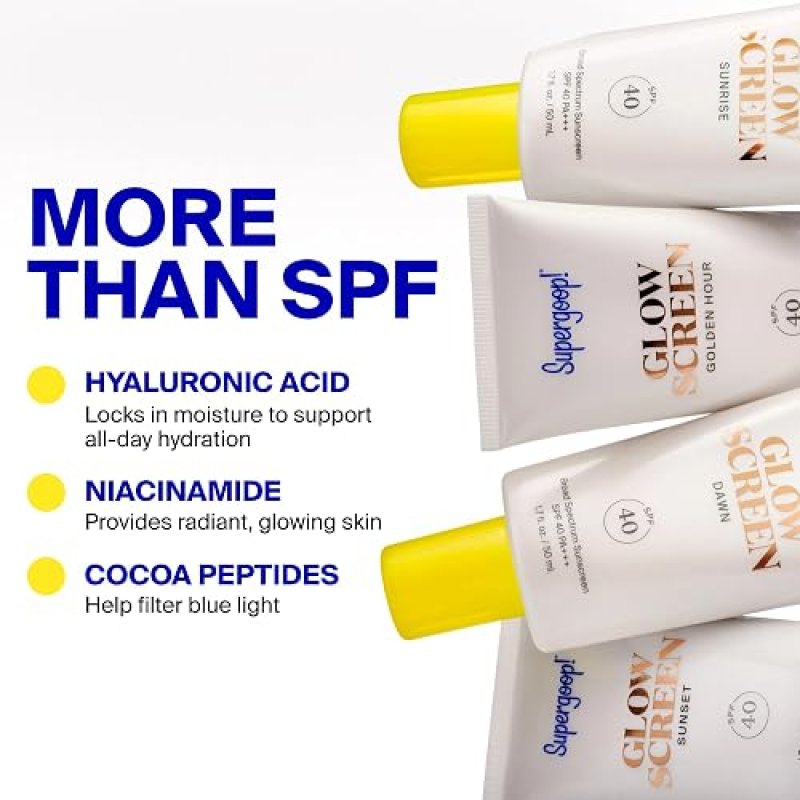 SUPERGOOP! GLOWSCREEN SPF 40 TINTED SUNSCREEN PRIMER WITH HYALURONIC ACID BLUE LIGHT DEFENSE