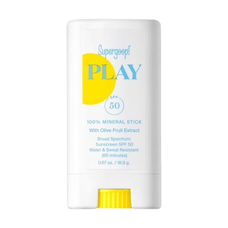 SUPERGOOP! PLAY MINERAL STICK SPF 50 - VEGAN, WATER RESISTANT BROAD SPECTRUM FACE SUNSCREEN