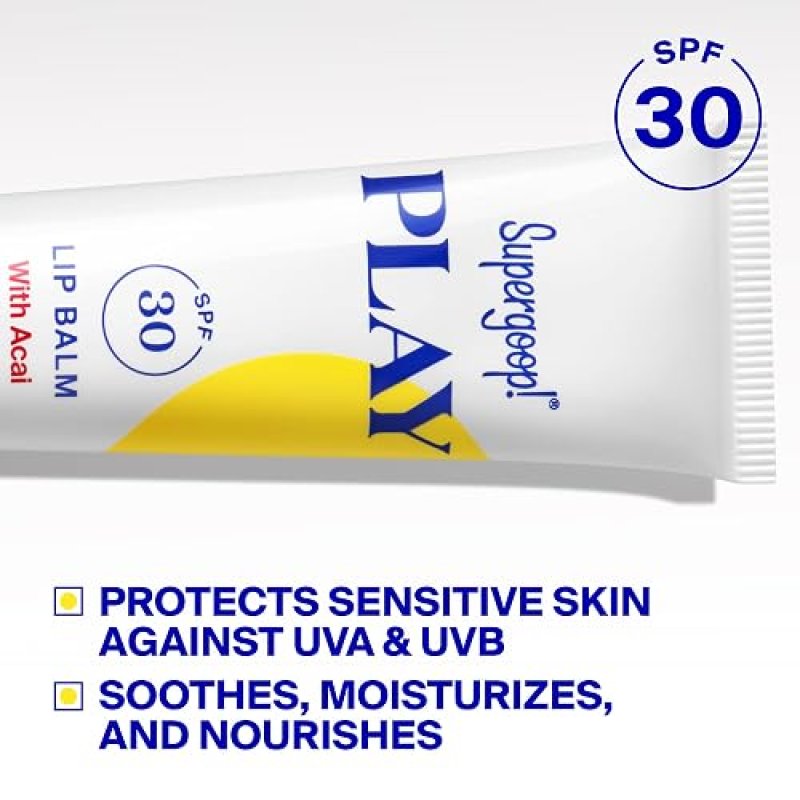 SUPERGOOP! PLAY LIP BALM SPF 30 HYDRATING BROAD SPECTRUM SPF WITH HONEY SHEA BUTTER
