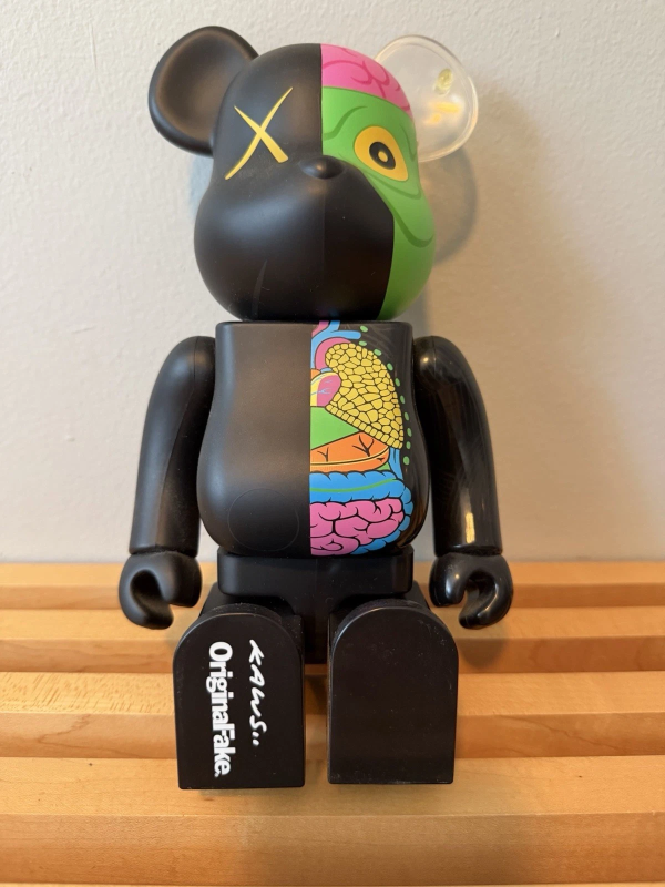 KAWS COMPANION ORIGINALFAKE 400% BE@RBRICK VINYL FIGURE PLASTIC BLACK/GREEN/PINK