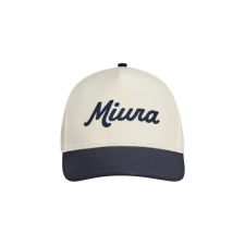 MIURA  CREAM/NAVY MODERN SCRIPT TWO-TONE HAT  CREAM/NAVY