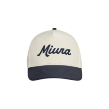 MIURA  CREAM/NAVY MODERN SCRIPT TWO-TONE HAT  CREAM/NAVY