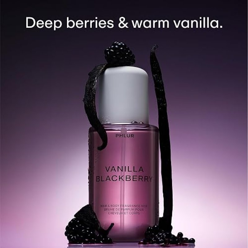PHLUR VANILLA BLACKBERRY BODY MIST 8OZ VANILLA BLACKBERRY SCENTED HAIR BODY SPRAY