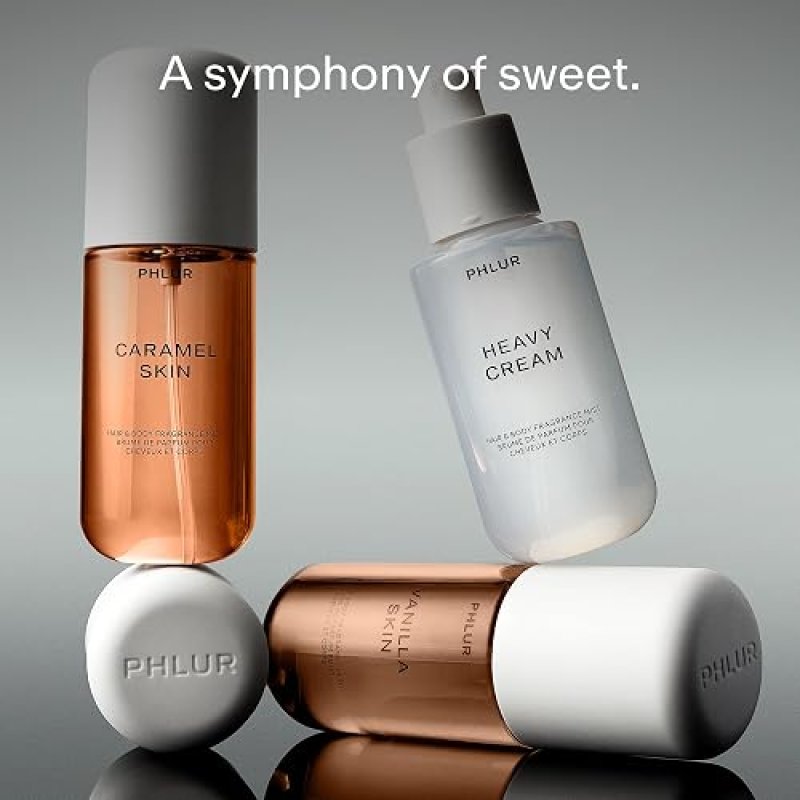 PHLUR SWEET SKIN TRIO TRAVEL SIZE BODY MIST SET VANILLA, HEAVY CREAM CARAMEL, 3 X 3 FL OZ