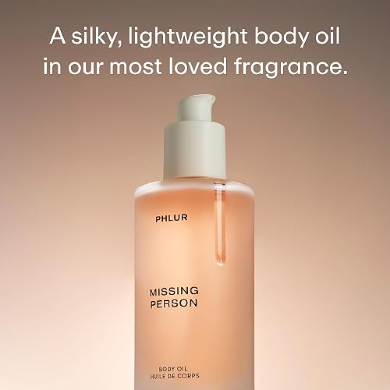 PHLUR MISSING PERSON BODY OIL 4OZ HYDRATING SCENTED OIL WITH MUSK, BERGAMOT JASMINE