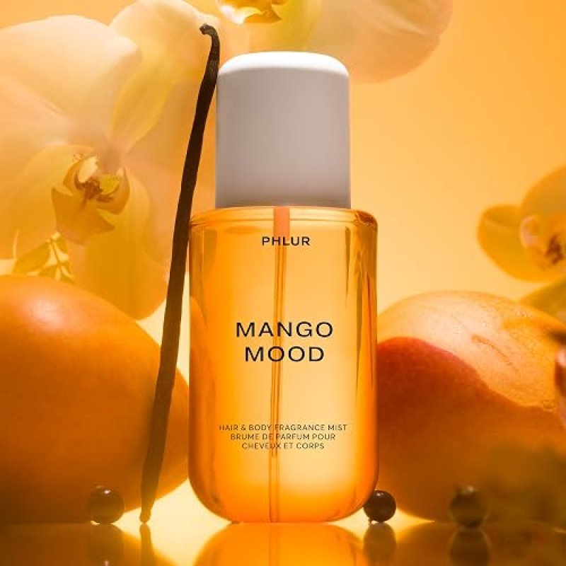PHLUR MANGO MOOD BODY MIST 8OZ MANGO, BLACK CURRANT VANILLA SCENTED HAIR BODY SPRAY FOR WOMEN
