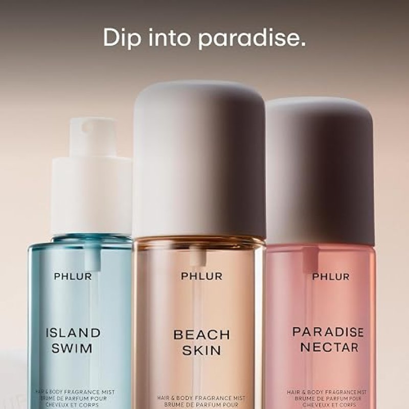PHLUR ISLAND ESCAPE BODY MIST SET 3OZ - HAIR BODY PERFUME GIFT WITH BEACH SKIN, ISLAND SWIM, PARADIS
