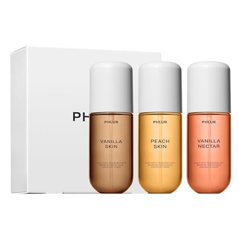PHLUR VANILLA PEACH TRIO HAIR BODY MIST SET 3 X 3OZ TRAVEL SIZE VANILLA PEACH SCENTS