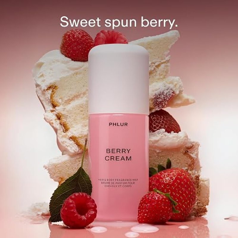 PHLUR BERRY CREAM BODY MIST 3OZ SWEET BERRIES VANILLA HAIR BODY PERFUME SPRAY