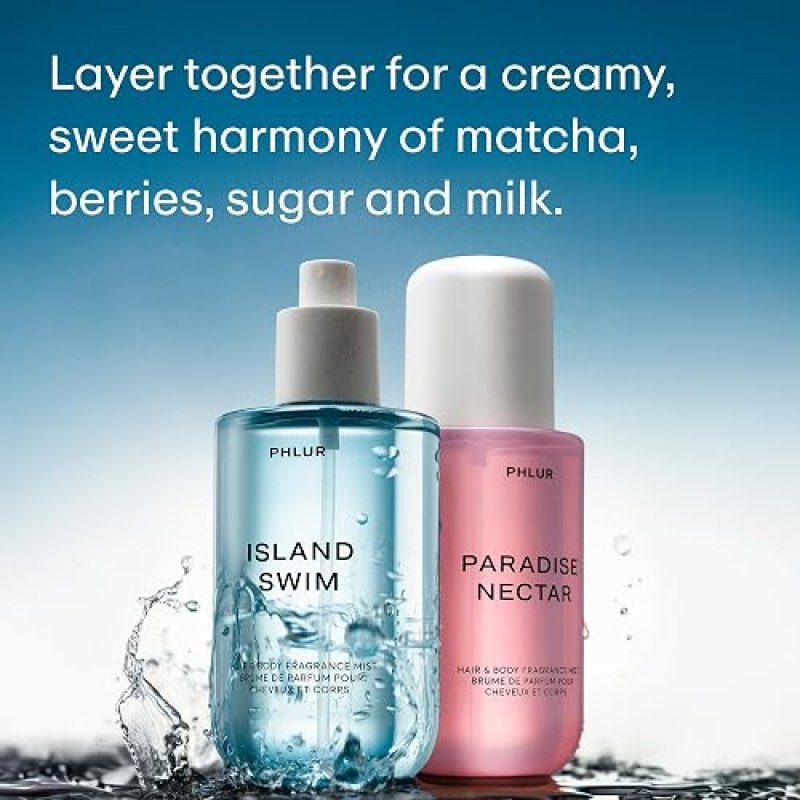 PHLUR ISLAND PARADISE BODY MIST DUO 8OZ EACH ISLAND SWIM PARADISE NECTAR HAIR BODY MISTS