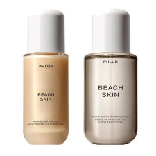 PHLUR BEACH SKIN BODY MIST 8OZ SHIMMERING BODY OIL 4OZ COCONUT, SANDALWOOD, VANILLA SCENT