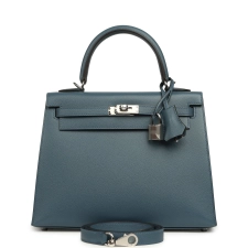 HERMèS KELLY SELLIER 25 BLEU TEMPETTE MADAME PALLADIUM HARDWARE