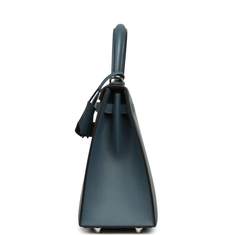 HERMèS KELLY SELLIER 25 BLEU TEMPETTE MADAME PALLADIUM HARDWARE